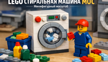 realistic LEGO washing machine MOC minifigure scale with building elements