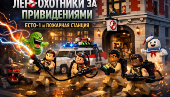 Lego Ghostbusters Ecto-1 Firehouse HQ minifigures dynamic scene