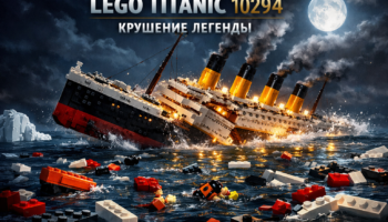 LEGO Titanic 10294 dramatic sinking cinematic scattered bricks